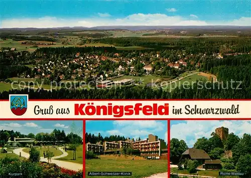 AK / Ansichtskarte Koenigsfeld_Schwarzwald Ruine Waldau Albert Schweitzer Klinik  Koenigsfeld Schwarzwald