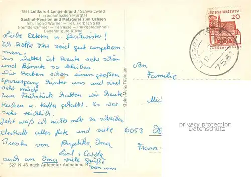 AK / Ansichtskarte Langenbrand_Forbach Gasthof zum Ochsen Langenbrand Forbach