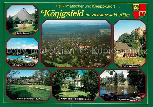 AK / Ansichtskarte Koenigsfeld_Schwarzwald Ruine Waldau Kirchsaal Bruedergemeinde katholische Kirche  Koenigsfeld Schwarzwald