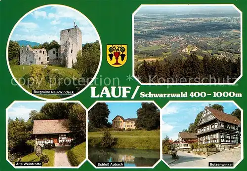 AK / Ansichtskarte Lauf_Baden Burgruine Ne Windeck alte Weintrotte Schloss Aubach  Lauf_Baden