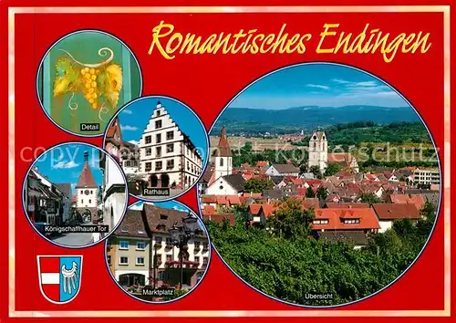 AK / Ansichtskarte Endingen_Kaiserstuhl Detail Koenigsschaffhausener Tor Rathaus Marktplatz Panorama Endingen_Kaiserstuhl