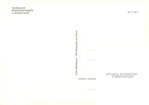 AK / Ansichtskarte Kaiserstuhl_Region Tuniberg mit Ehrentrudis Kapelle und Schwarzwald Kaiserstuhl_Region