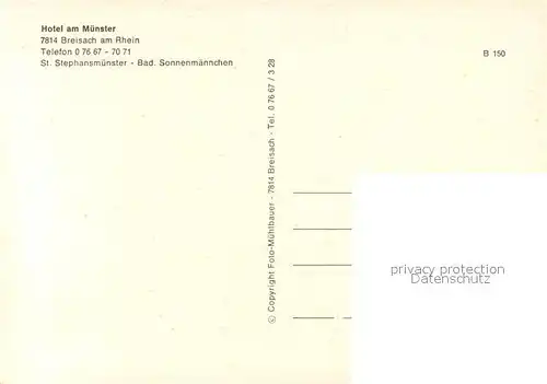 AK / Ansichtskarte Breisach_Rhein Hotel am Muenster St Stephansmuenster Bad Sonnenmaennchen Breisach Rhein