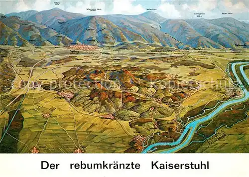 AK / Ansichtskarte Kaiserstuhl_Region Panoramakarte Kaiserstuhl_Region
