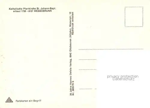 AK / Ansichtskarte Wessobrunn Kath Pfarrkirche St Johann Baptist Wessobrunn