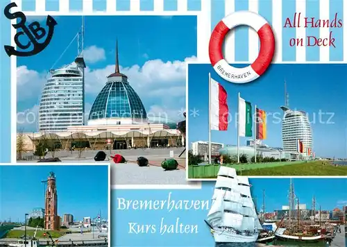 AK / Ansichtskarte Bremerhaven Teilansichten Seglerhafen Hafenwelten Loschenturm Bremerhaven