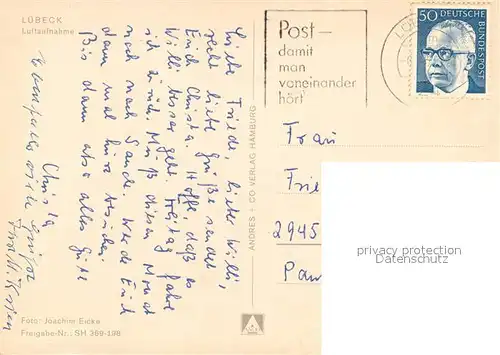 AK / Ansichtskarte Luebeck Fliegeraufnahme Luebeck