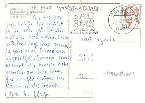 AK / Ansichtskarte Bad_Ems AOK Klinik Bad_Ems
