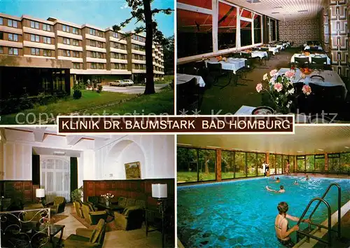 AK / Ansichtskarte Bad_Homburg Klinik Doktor Baumstark Hallenbad Speisesaal Bad_Homburg