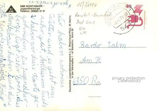 AK / Ansichtskarte Montabaur_Westerwald Jugendherberge Empfangshalle Schloss Stadtpanorama Montabaur_Westerwald