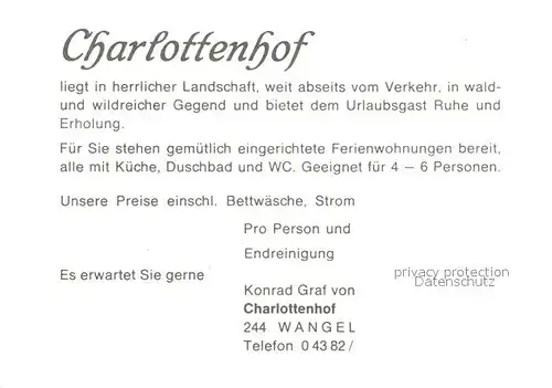 AK / Ansichtskarte Wangels Charlottenhof Wangels