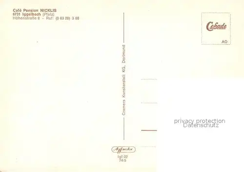 AK / Ansichtskarte Iggelbach Cafe Pension Nicklis Landschaftspanorama Iggelbach
