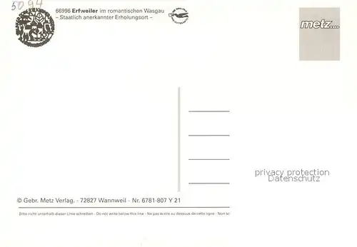 AK / Ansichtskarte Erfweiler_Pfalz Panorama Erholungsort im Wasgau Wassertreten Denkmal Fachwerkhaus Landschaft Erfweiler_Pfalz