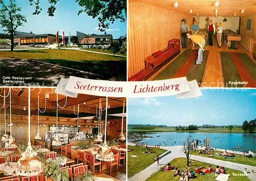 AK / Ansichtskarte Lichtenberg_Oberfranken Cafe Restaurant Seeterrassen Kegelbahn Badesee Lichtenberg Oberfranken