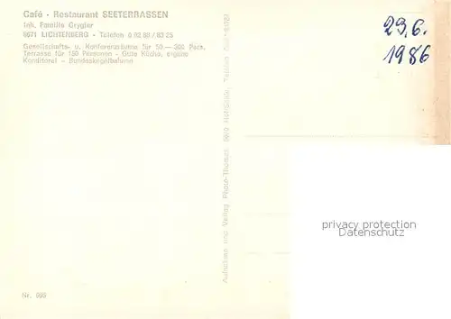 AK / Ansichtskarte Lichtenberg_Oberfranken Cafe Restaurant Seeterrassen Kegelbahn Badesee Lichtenberg Oberfranken