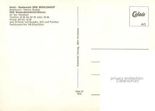 AK / Ansichtskarte Westerdeichstrich Hotel Restaurant Der Muehlenhof Windmuehle Westerdeichstrich