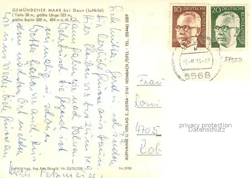 AK / Ansichtskarte Daun_Eifel Gemuendener Maar Fliegeraufnahme Daun_Eifel