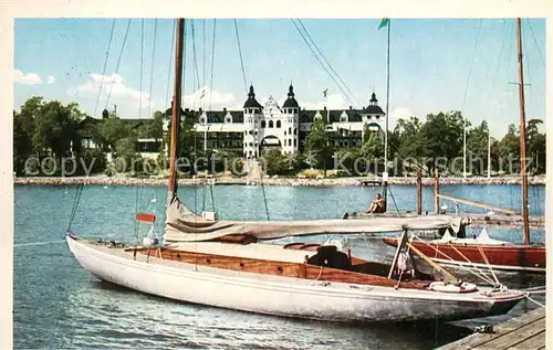 AK / Ansichtskarte Saltsjoebaden Segelboote und Grand Hotel Saltsjoebaden