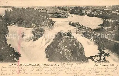 AK / Ansichtskarte Trollhaettan Fliegeraufnahme Toppoe och Gulloefallen Trollhaettan