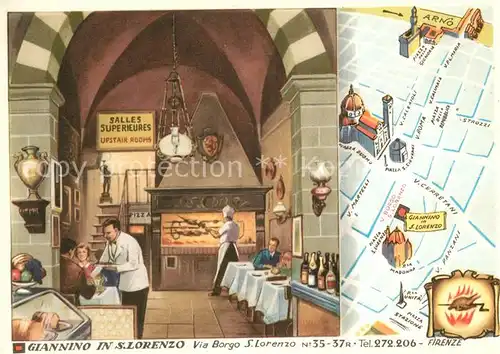 AK / Ansichtskarte Firenze_Toscana Ristorante Giannino in S. Lorenzo Kuenstlerkarte Firenze Toscana