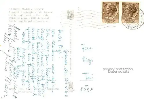 AK / Ansichtskarte Gabicce_Mare e Monte Alberghi e spiaggia Gabicce Mare