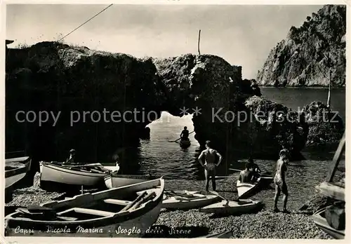 AK / Ansichtskarte Capri Piccola Marina Scoglio delle Sirene Klippe der Sirenen Capri
