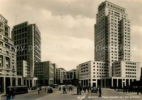 AK / Ansichtskarte Genova_Genua_Liguria Piazza Colombo ed i due grattacieli Genova_Genua_Liguria