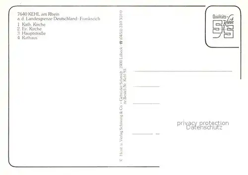 AK / Ansichtskarte Kehl_Rhein Rathaus Katholische Kirche Hauptstrasse Kehl_Rhein