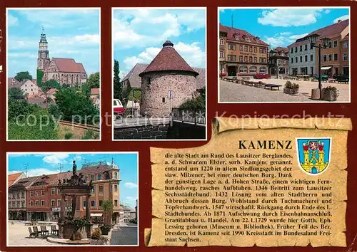 AK / Ansichtskarte Kamenz_Sachsen St. Marien Bastelturm Marktplatz Kamenz Sachsen