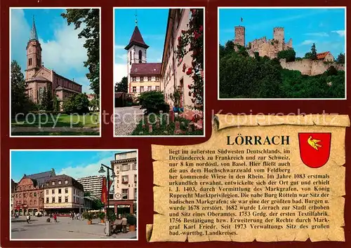 AK / Ansichtskarte Loerrach Marktplatz Kirche Burg Roetteln Loerrach