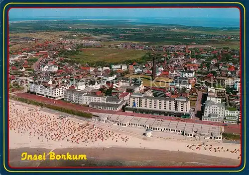AK / Ansichtskarte Borkum_Nordseebad Fliegeraufnahme Strandpromenade LVA Nordseeklinik Borkum_Nordseebad