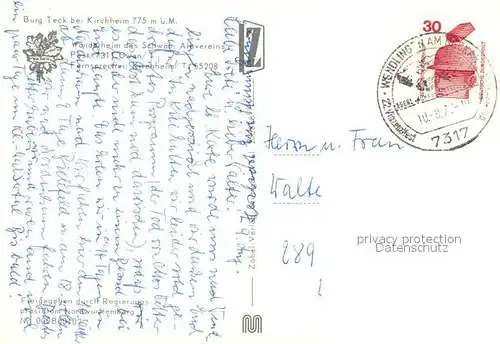 AK / Ansichtskarte Kirchheim_Teck Burg Teck Fliegeraufnahme Kirchheim Teck