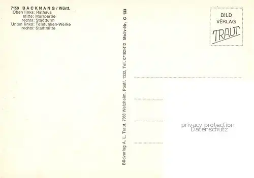 AK / Ansichtskarte Backnang Rathaus Stadtturm Telefunken Werke  Backnang