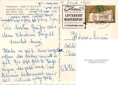 AK / Ansichtskarte Inzell Restaurant Fischer  Inzell