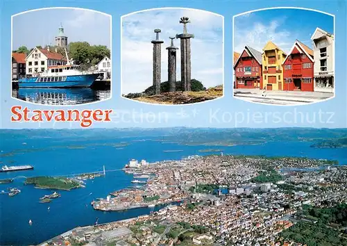 AK / Ansichtskarte Stavanger Hafen Monument Ortsmotiv Fliegeraufnahme Stavanger