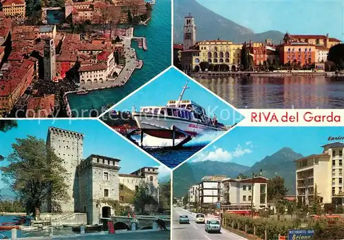 AK / Ansichtskarte Riva_del_Garda Teilansichten Schloss Strassenpartie Yacht Riva_del_Garda