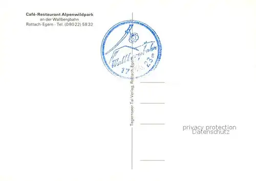 AK / Ansichtskarte Rottach Egern Restaurant Alpenwildpark Rottach Egern