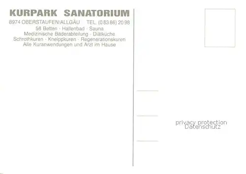 AK / Ansichtskarte Oberstaufen Kurpark Sanatorium Oberstaufen