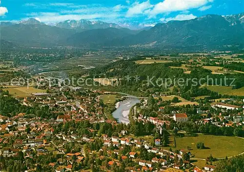 AK / Ansichtskarte Toelz_Bad Fliegeraufnahme Isar Kirche Toelz_Bad
