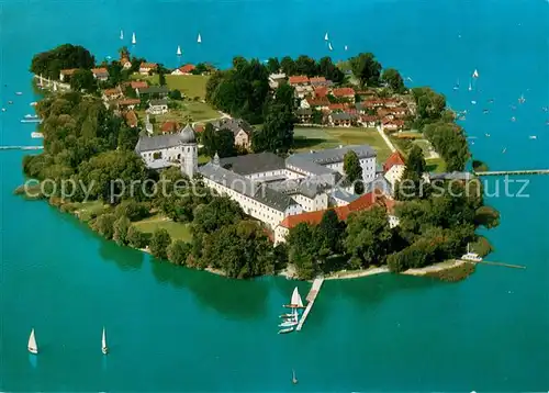 AK / Ansichtskarte Fraueninsel_Chiemsee Fliegeraufnahme Abtei Frauenwoerth Fraueninsel Chiemsee