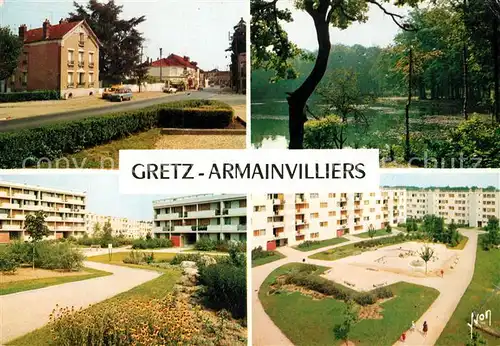 AK / Ansichtskarte Gretz Armainvilliers Rue de Paris Etang Pique Nique Cite du Mesnil Gretz Armainvilliers
