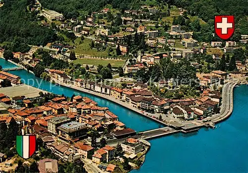 AK / Ansichtskarte Ponte_Tresa_Lago_di_Lugano Fliegeraufnahme Ponte_Tresa