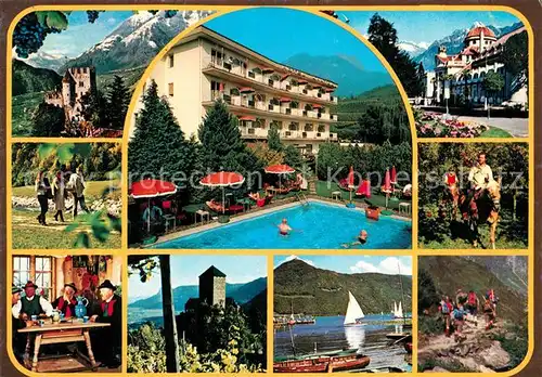 AK / Ansichtskarte Meran_Merano Hotel Schwimmbad See Schloss  Meran Merano
