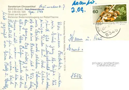 AK / Ansichtskarte Birnbach_Rottal Sanatorium Chrysantihof Birnbach Rottal