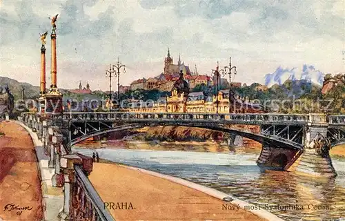 AK / Ansichtskarte Praha_Prahy_Prague Brueckenpartie Kuenstlerkarte Praha_Prahy_Prague