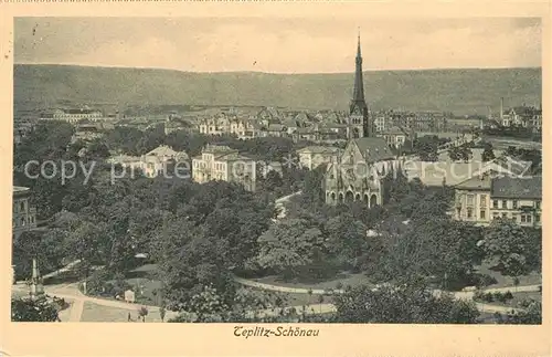 AK / Ansichtskarte Teplitz Schoenau_Sudetenland_Bad Fliegeraufnahme mit Kirch Teplitz Schoenau_Sudetenland