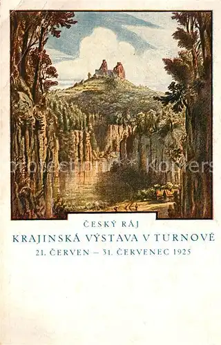 AK / Ansichtskarte Cesky_Raj_Frydstejn Krajinska Vystave v Turnove Kuenstlerkarte mit Burgruine Cesky_Raj_Frydstejn