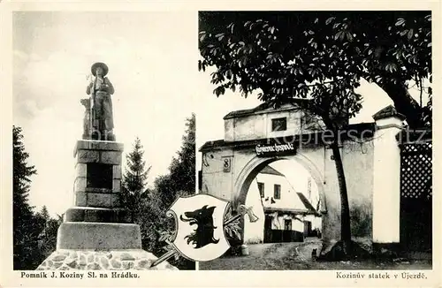 AK / Ansichtskarte Ujezd_u_Domazlic Pomnik J. Koziny St. na Hradku Ujezd_u_Domazlic