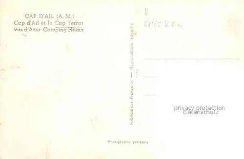 AK / Ansichtskarte Cap d_Ail et le Cap Ferrat vus d Azur Camping Home Cap d_Ail