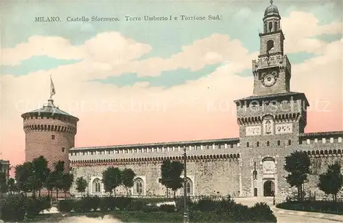 AK / Ansichtskarte Milano Castello Sforzesco Torre Umberto I e Torrione Sud Milano